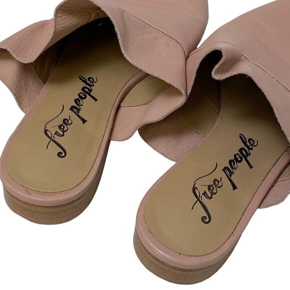 Free People Sienna Mules Size 5.5-6  (36) Leather Ruffle Slides Pointy Toe - Picture 11 of 15